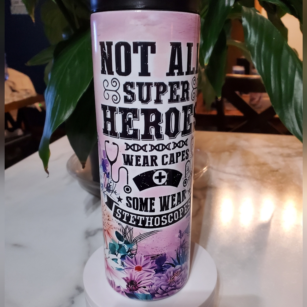 Not all Heroes wear capes some wear Stethoscopes 20oz Tumbler w/ duo lids 🎉sale